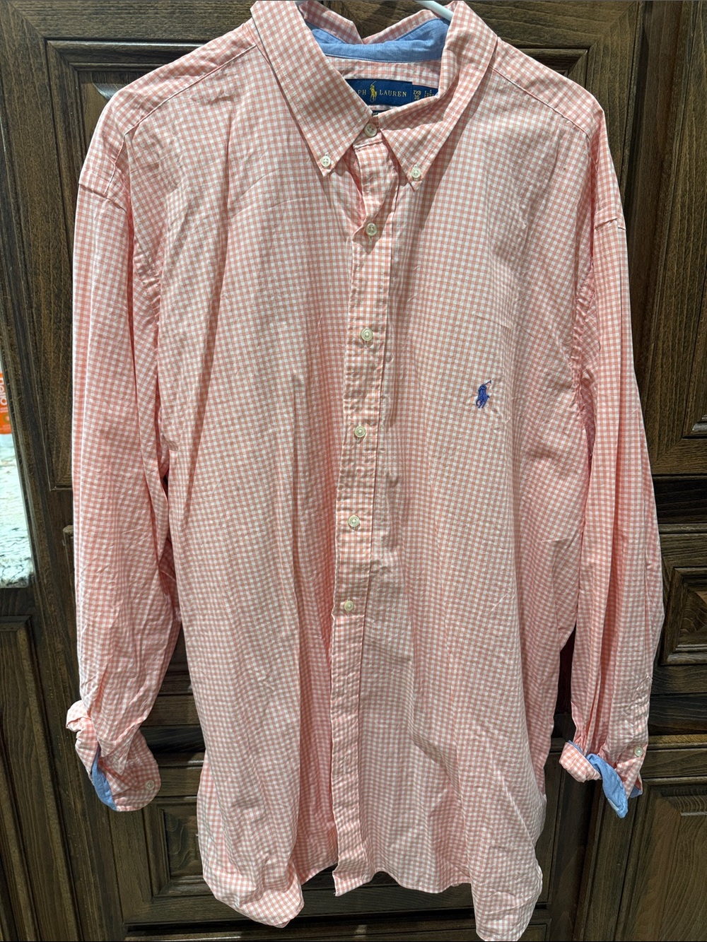 Polo by Ralph Lauren Coral Pink Gingham Button-Down Shirt